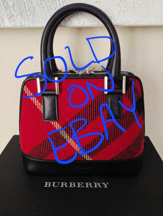 Burberry Handbags - Burberry Red Black Tartan Wool & Genuine Leather Mini Handbag
